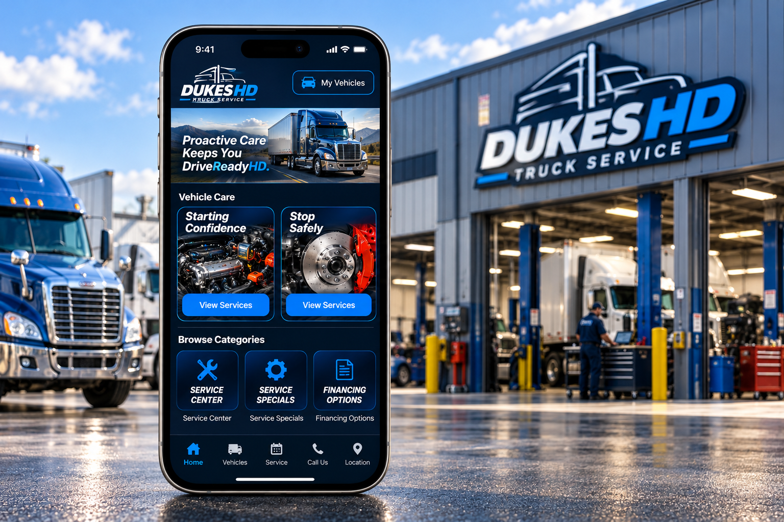 DriveReadyHD Connect mobile interface for heavy-duty service providers